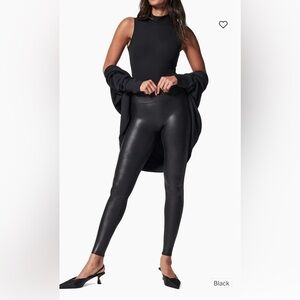 Spanx Faux Leather Shimmer Leggings Black L
